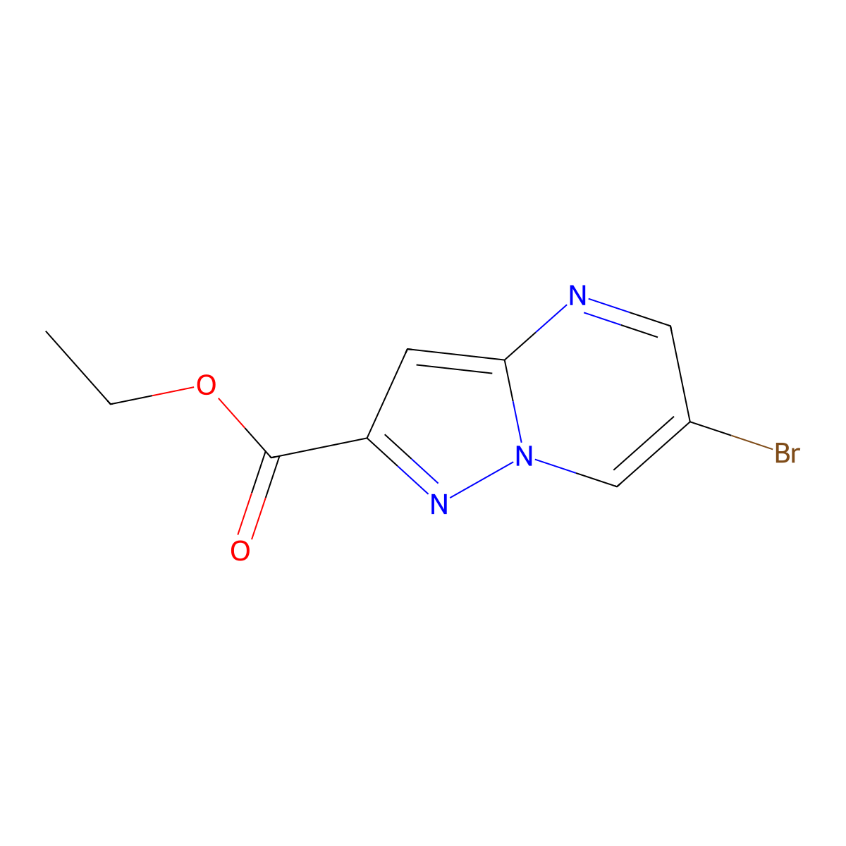 Ethyl 6-bromopyrazolo[1,5-a]pyrimidine-2-carboxylate molecular structure, CAS 1005209-42-6