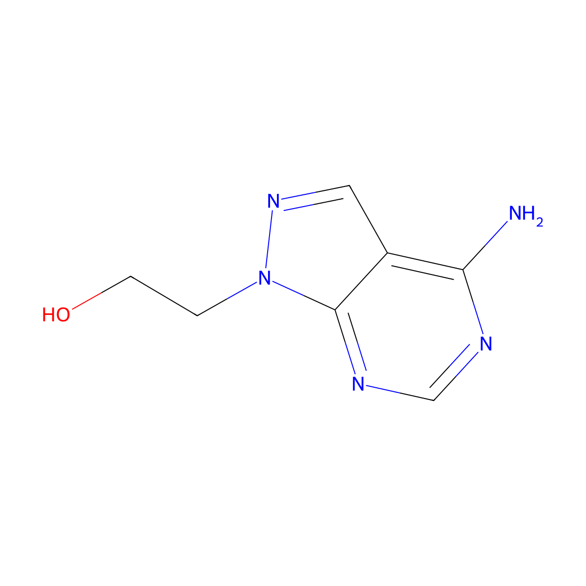2-{4-amino-1H-pyrazolo[3,4-d]pyrimidin-1-yl}ethan-1-ol molecular structure, CAS 100524-24-1
