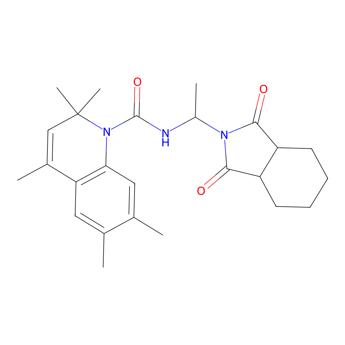 N-(1-(1,3-dioxooctahydro-2H-isoindol-2-yl)ethyl)-2,2,4,6,7-pentamethyl-1(2H)-quinolinecarboxamide molecular structure, CAS 1005240-73-2