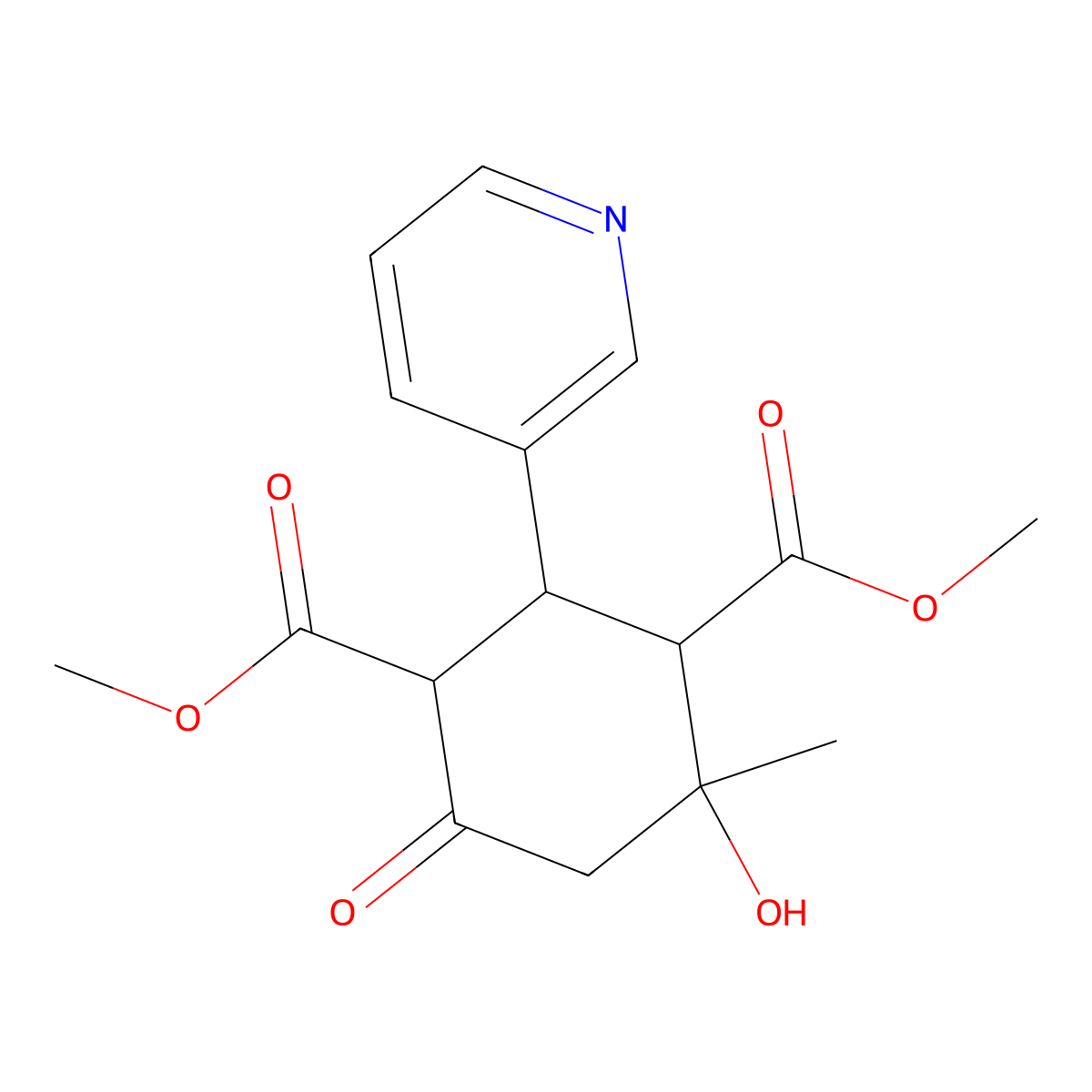 Dimethyl 4-hydroxy-4-methyl-6-oxo-2-(3-pyridinyl)-1,3-cyclohexanedicarboxylate molecular structure, CAS 1005240-79-8