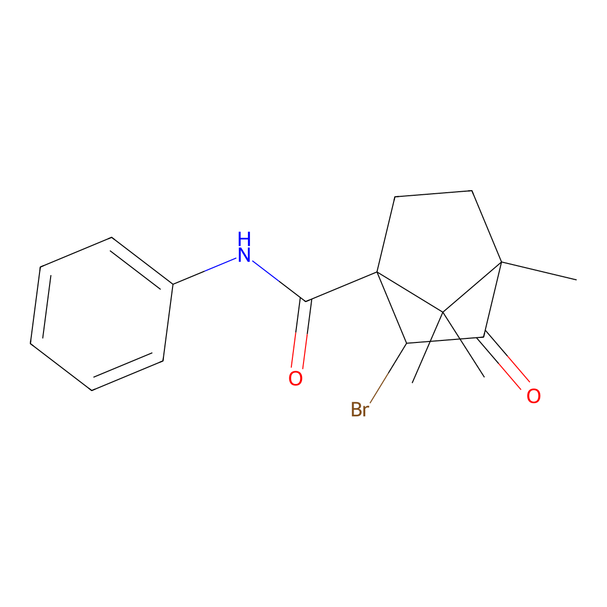 2-bromo-4,7,7-trimethyl-3-oxo-N-phenylbicyclo[2.2.1]heptane-1-carboxamide molecular structure, CAS 1005241-17-7