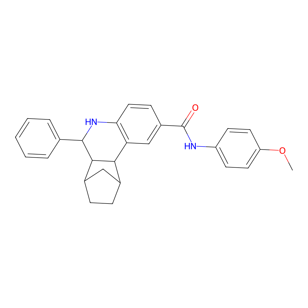N-(4-methoxyphenyl)-6-phenyl-5,6,6a,7,8,9,10,10a-octahydro-7,10-methanophenanthridine-2-carboxamide molecular structure, CAS 1005243-13-9