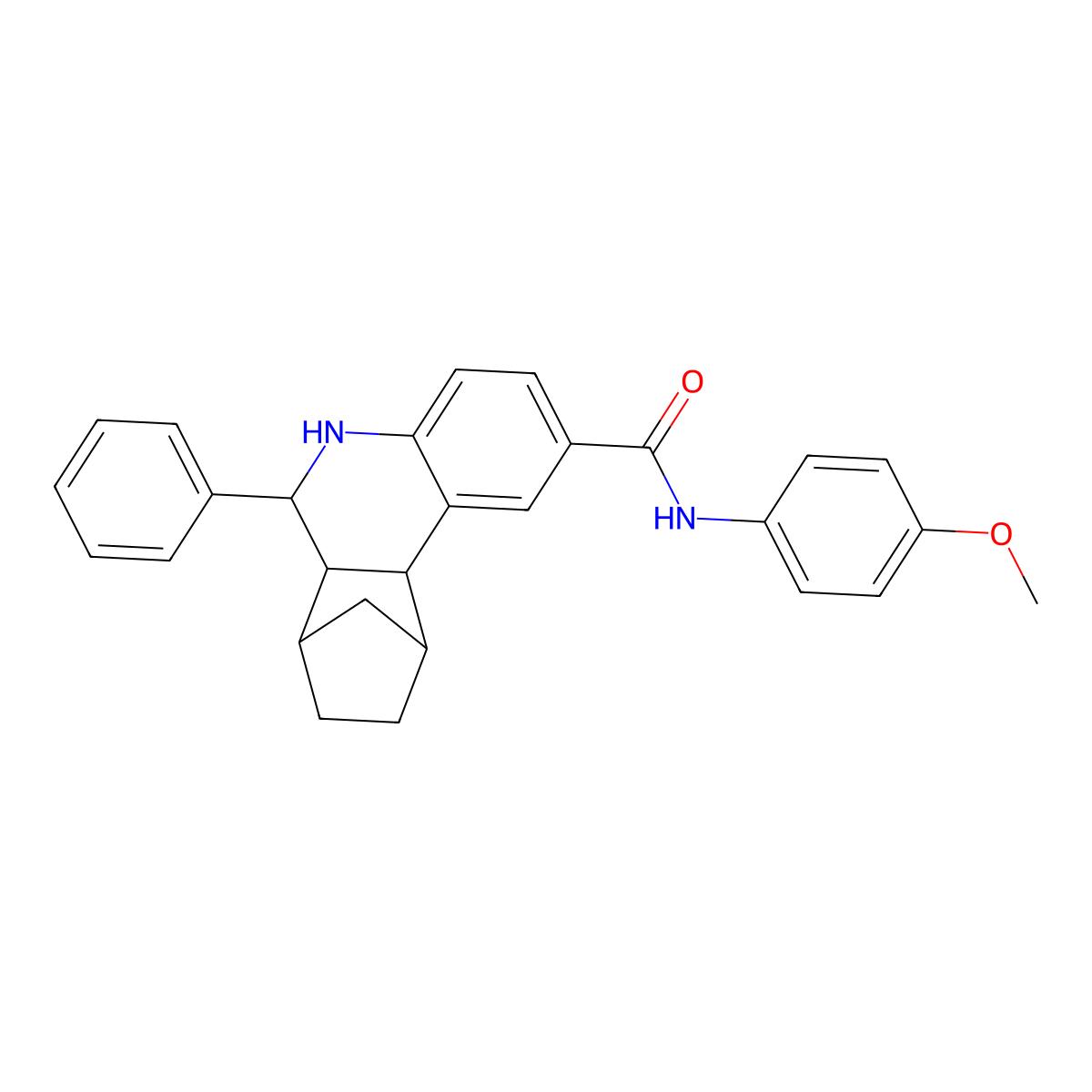 N-(4-methoxyphenyl)-6-phenyl-5,6,6a,7,8,9,10,10a-octahydro-7,10-methanophenanthridine-2-carboxamide molecular structure, CAS 1005243-13-9