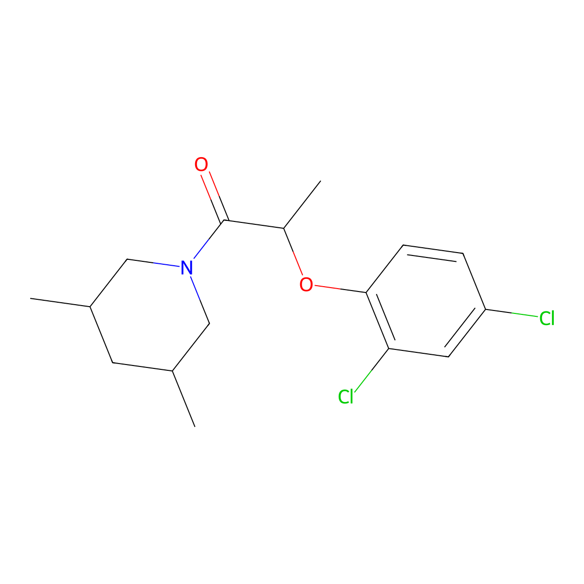 2-(2,4-Dichlorophenoxy)-1-(3,5-dimethylpiperidin-1-yl)propan-1-one molecular structure, CAS 1005243-18-4