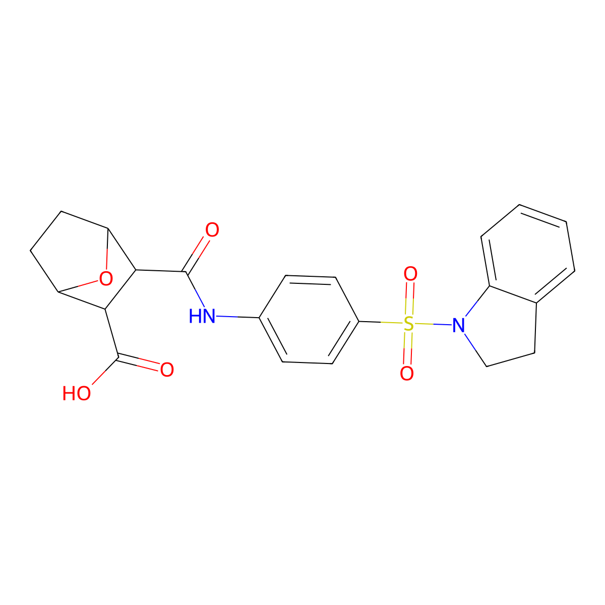3-{[4-(2,3-dihydro-1H-indol-1-ylsulfonyl)phenyl]carbamoyl}-7-oxabicyclo[2.2.1]heptane-2-carboxylic acid molecular structure, CAS 1005243-34-4