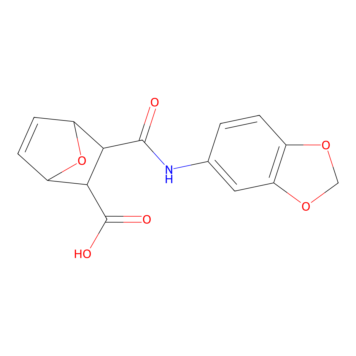 3-(1,3-Benzodioxol-5-ylcarbamoyl)-7-oxabicyclo[2.2.1]hept-5-ene-2-carboxylic acid molecular structure, CAS 1005243-42-4