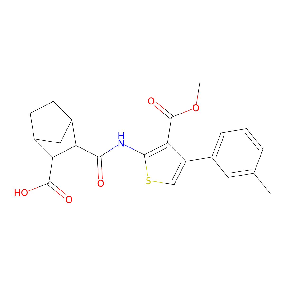 2-[[3-Methoxycarbonyl-4-(3-methylphenyl)thiophen-2-yl]carbamoyl]bicyclo[2.2.1]heptane-3-carboxylic acid molecular structure, CAS 1005244-84-7