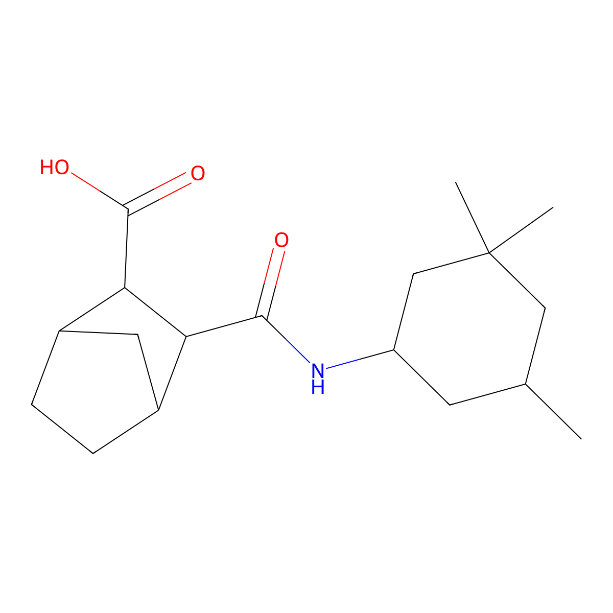 2-[(3,3,5-Trimethylcyclohexyl)carbamoyl]bicyclo[2.2.1]heptane-3-carboxylic acid molecular structure, CAS 1005244-94-9