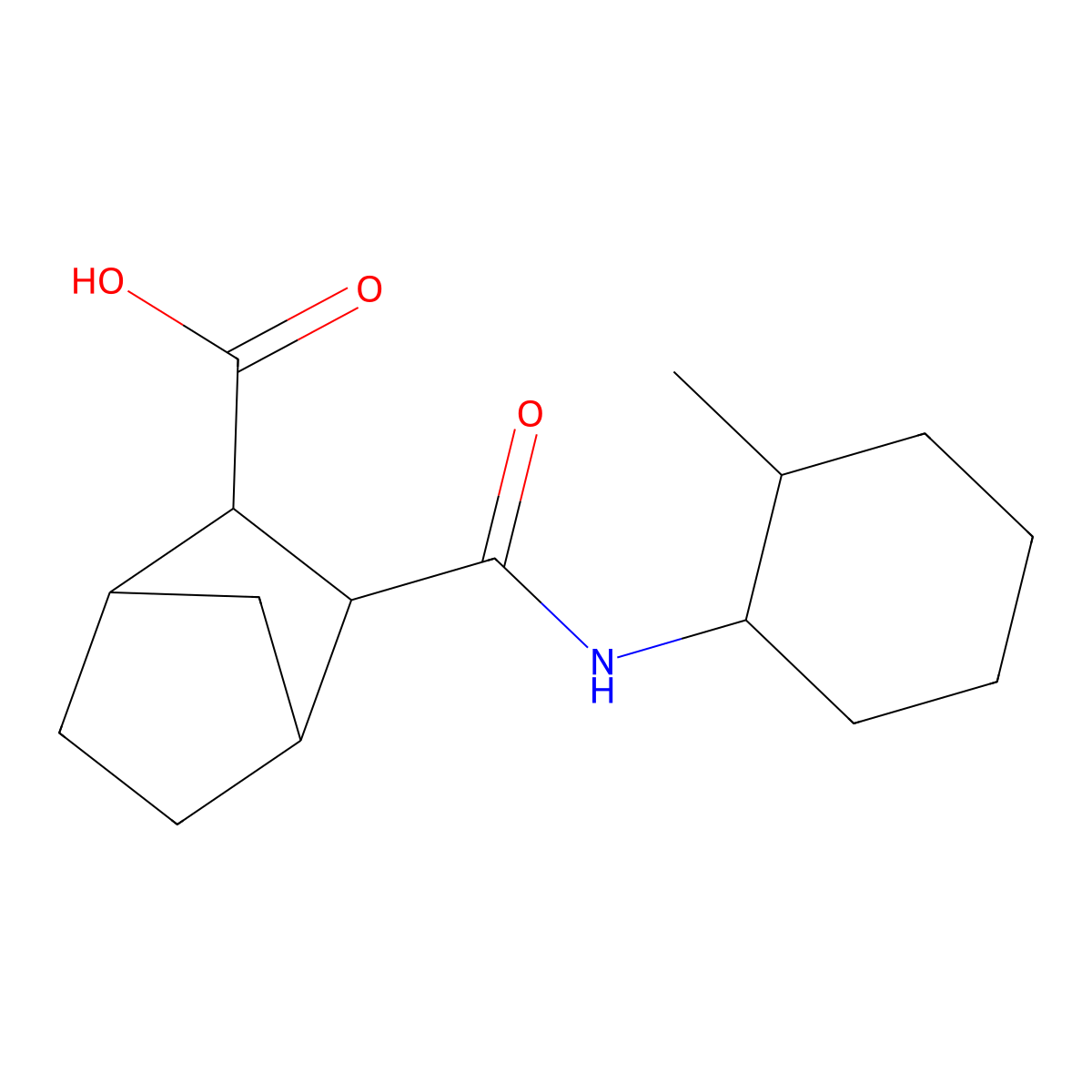 2-[(2-Methylcyclohexyl)carbamoyl]bicyclo[2.2.1]heptane-3-carboxylic acid molecular structure, CAS 1005244-95-0