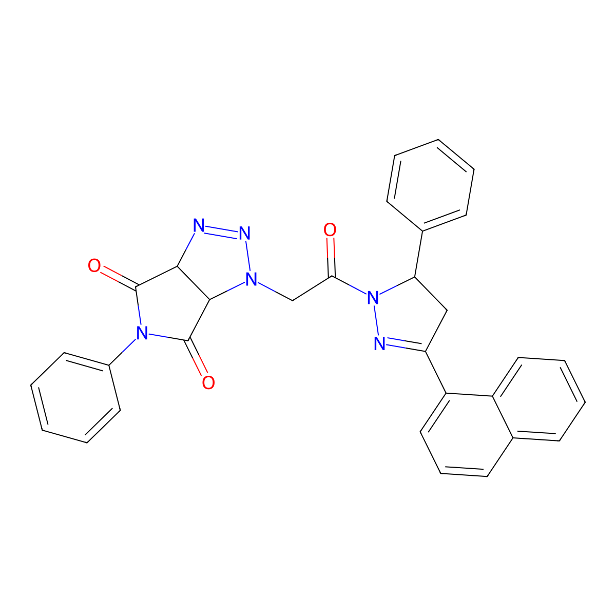 3-[2-(5-Naphthalen-1-yl-3-phenyl-3,4-dihydropyrazol-2-yl)-2-oxoethyl]-5-phenyl-3a,6a-dihydropyrrolo[3,4-d]triazole-4,6-dione molecular structure, CAS 1005245-19-1