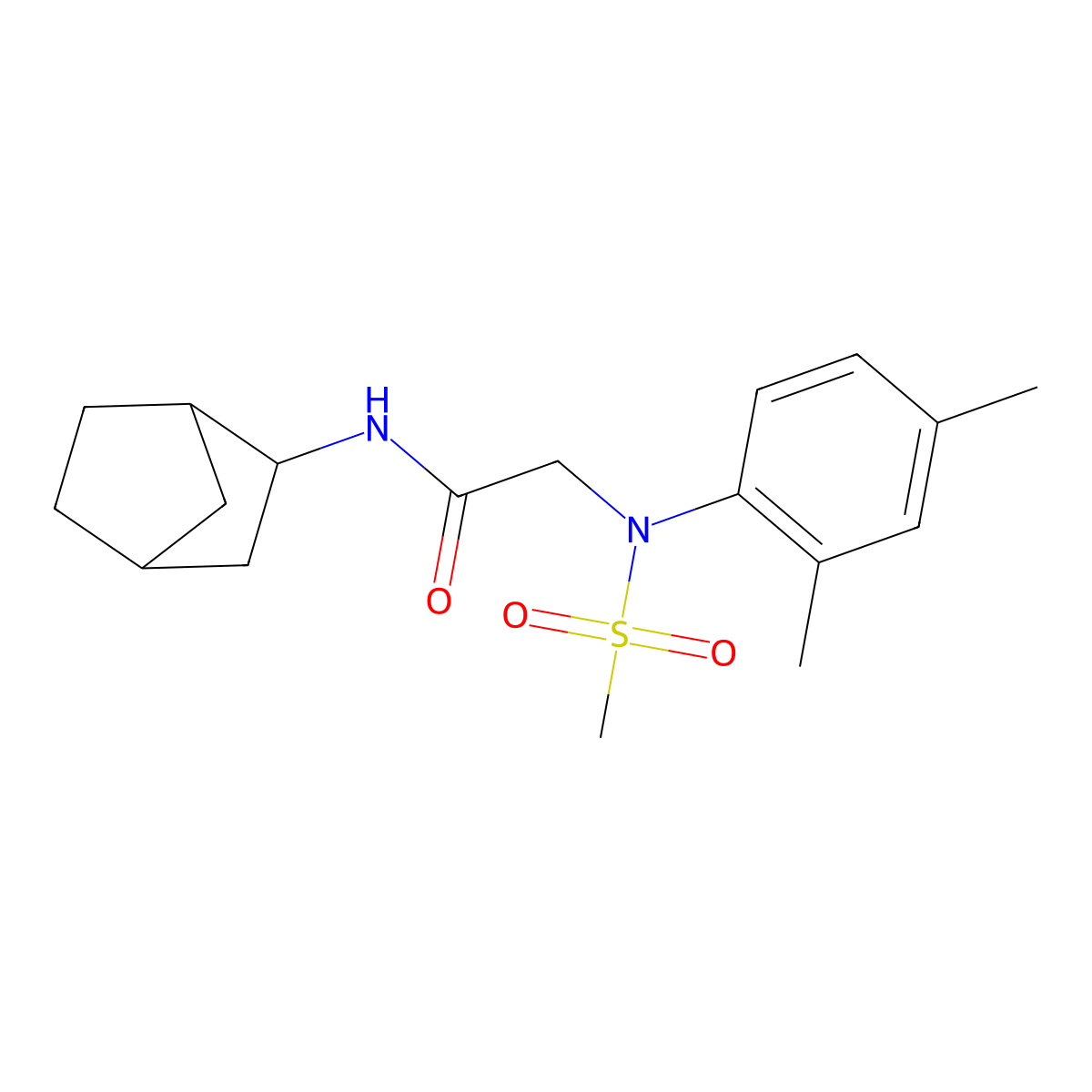 N-(3-bicyclo[2.2.1]heptanyl)-2-(2,4-dimethyl-N-methylsulfonylanilino)acetamide molecular structure, CAS 1005245-90-8