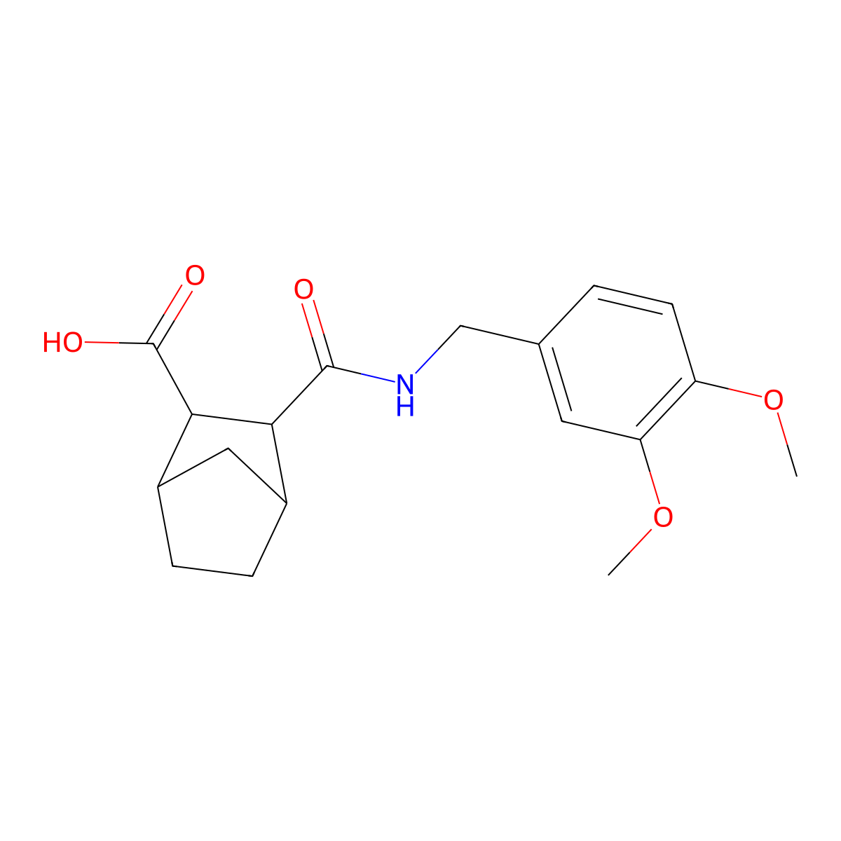 3-((3,4-Dimethoxybenzyl)carbamoyl)bicyclo[2.2.1]heptane-2-carboxylic acid molecular structure, CAS 1005246-02-5