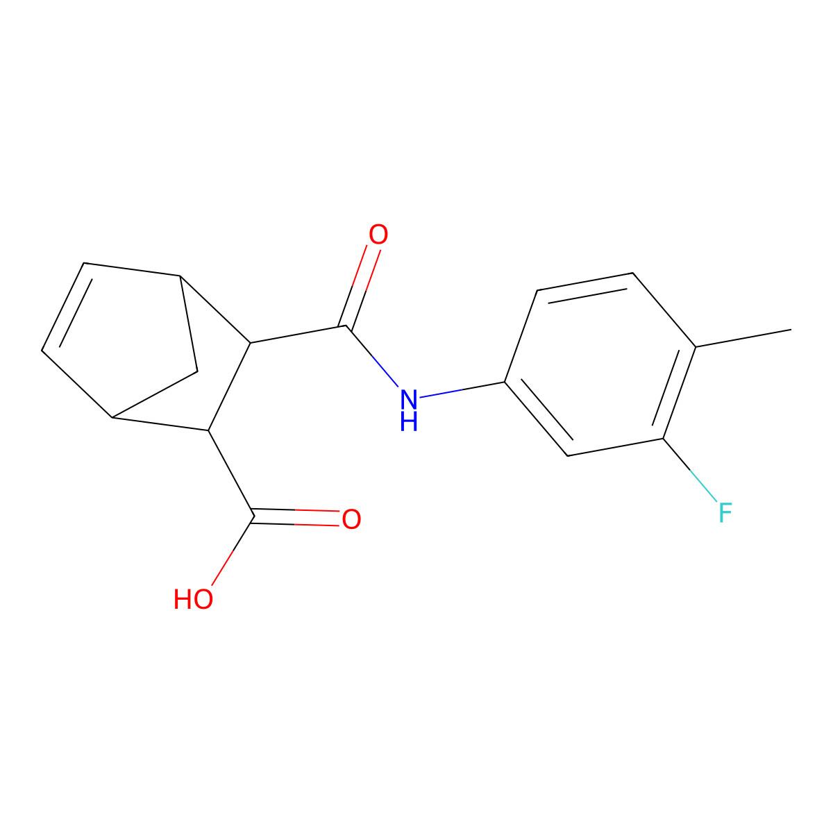 3-((3-Fluoro-4-methylphenyl)carbamoyl)bicyclo[2.2.1]hept-5-ene-2-carboxylic acid molecular structure, CAS 1005246-05-8