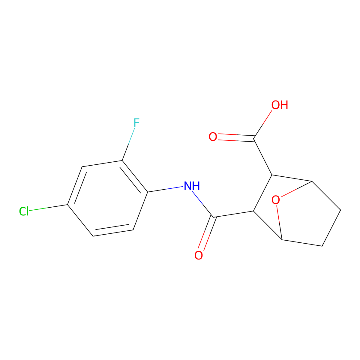 3-[(4-Chloro-2-fluorophenyl)carbamoyl]-7-oxabicyclo[2.2.1]heptane-2-carboxylic acid molecular structure, CAS 1005246-10-5