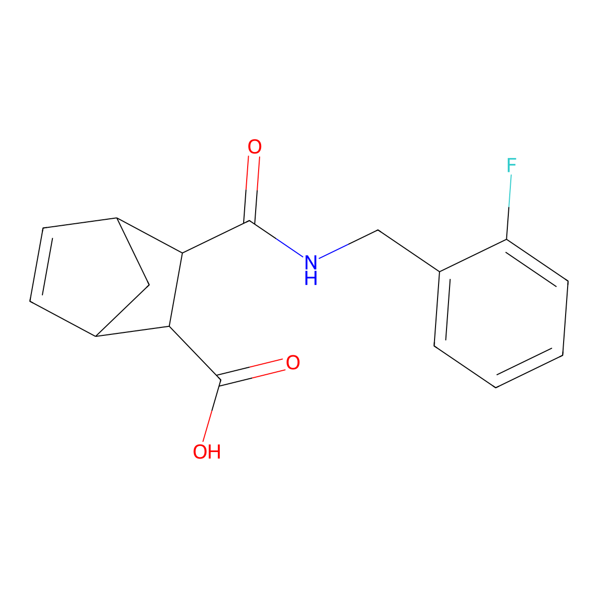 3-{[(2-Fluorobenzyl)amino]carbonyl}bicyclo[2.2.1]hept-5-ene-2-carboxylic acid molecular structure, CAS 1005246-16-1