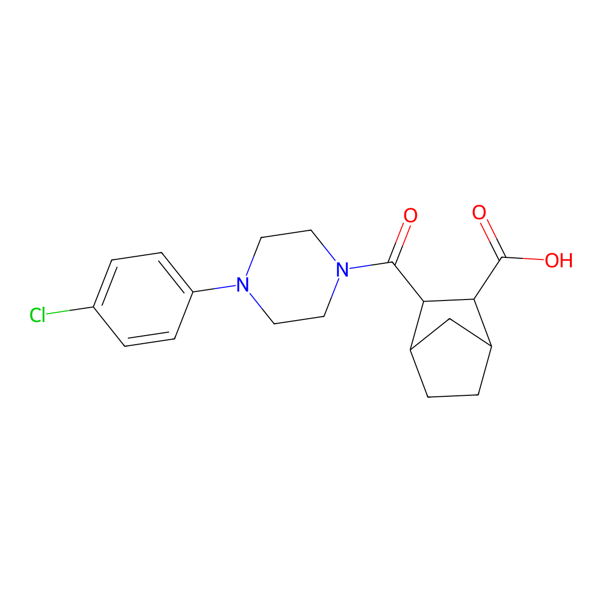 3-{[4-(4-Chlorophenyl)piperazin-1-yl]carbonyl}bicyclo[2.2.1]heptane-2-carboxylic acid molecular structure, CAS 1005246-24-1