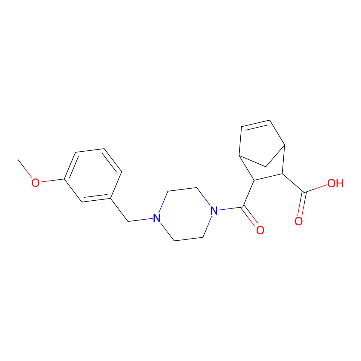 3-{[4-(3-Methoxybenzyl)piperazin-1-yl]carbonyl}bicyclo[2.2.1]hept-5-ene-2-carboxylic acid molecular structure, CAS 1005246-35-4