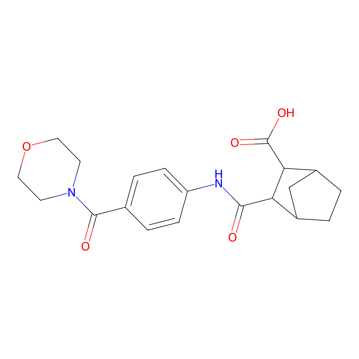 3-{[4-(Morpholin-4-ylcarbonyl)phenyl]carbamoyl}bicyclo[2.2.1]heptane-2-carboxylic acid molecular structure, CAS 1005246-38-7
