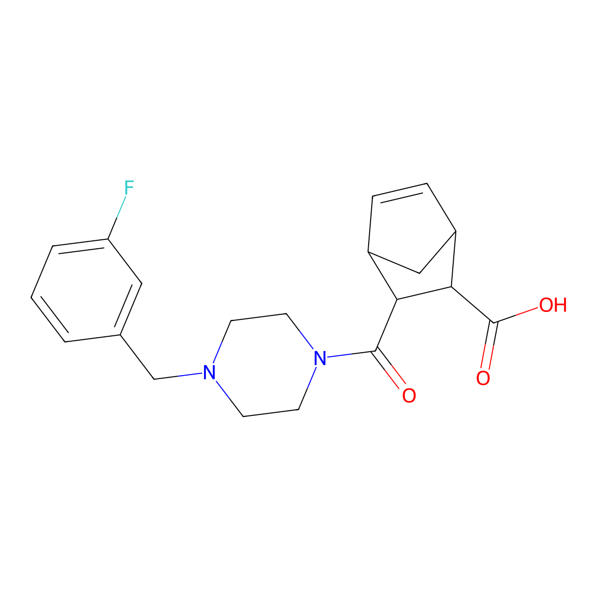 3-{[4-(3-Fluorobenzyl)piperazin-1-yl]carbonyl}bicyclo[2.2.1]hept-5-ene-2-carboxylic acid molecular structure, CAS 1005246-43-4