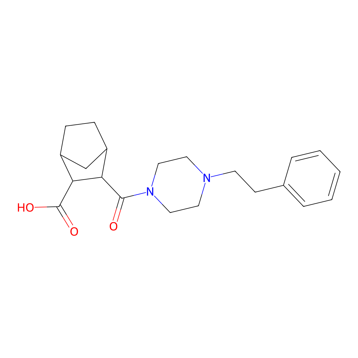 3-{[4-(2-Phenylethyl)piperazin-1-yl]carbonyl}bicyclo[2.2.1]heptane-2-carboxylic acid molecular structure, CAS 1005246-48-9