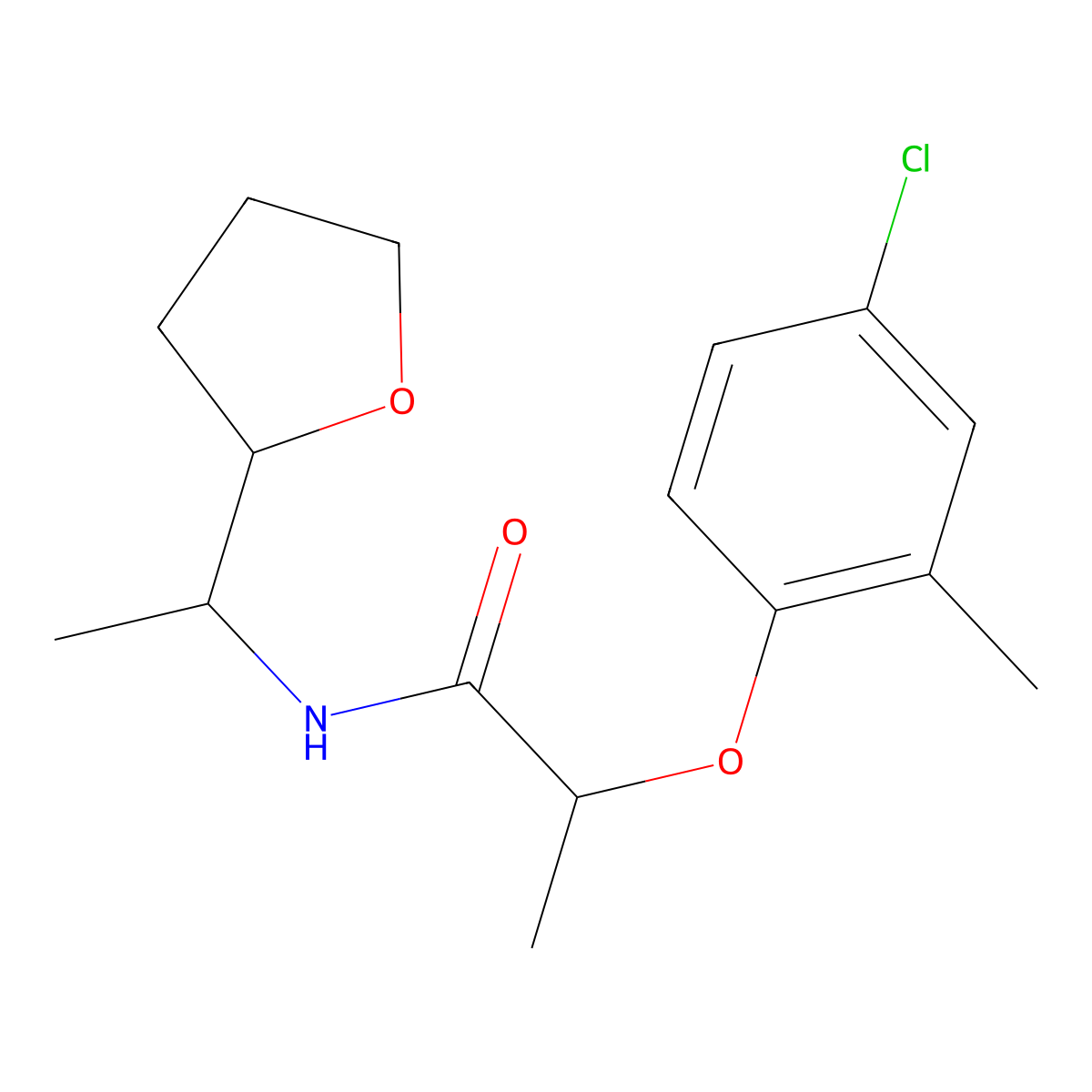 2-(4-chloro-2-methylphenoxy)-N-[1-(oxolan-2-yl)ethyl]propanamide molecular structure, CAS 1005246-51-4
