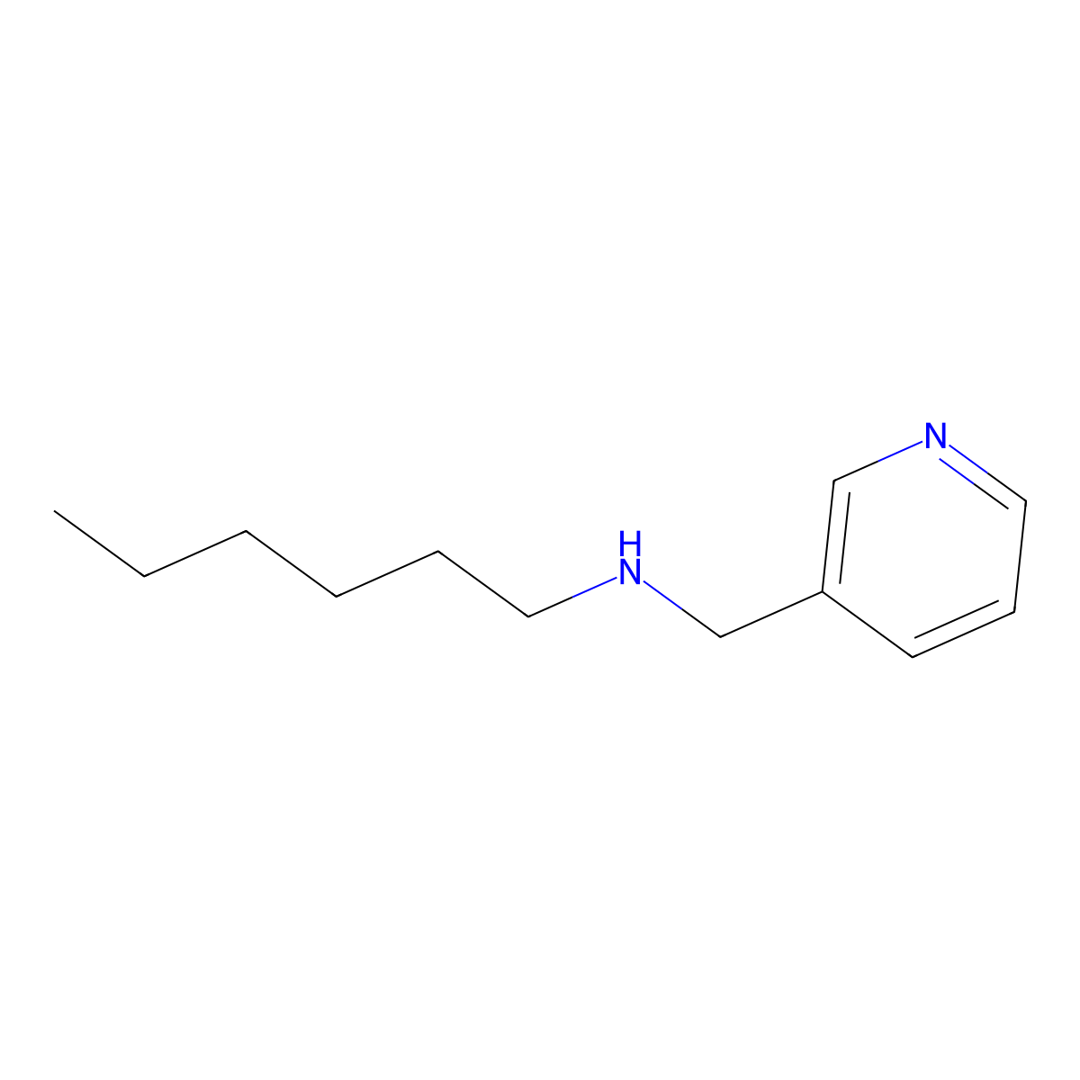 N-(pyridin-3-ylmethyl)hexan-1-amine molecular structure, CAS 100525-61-9