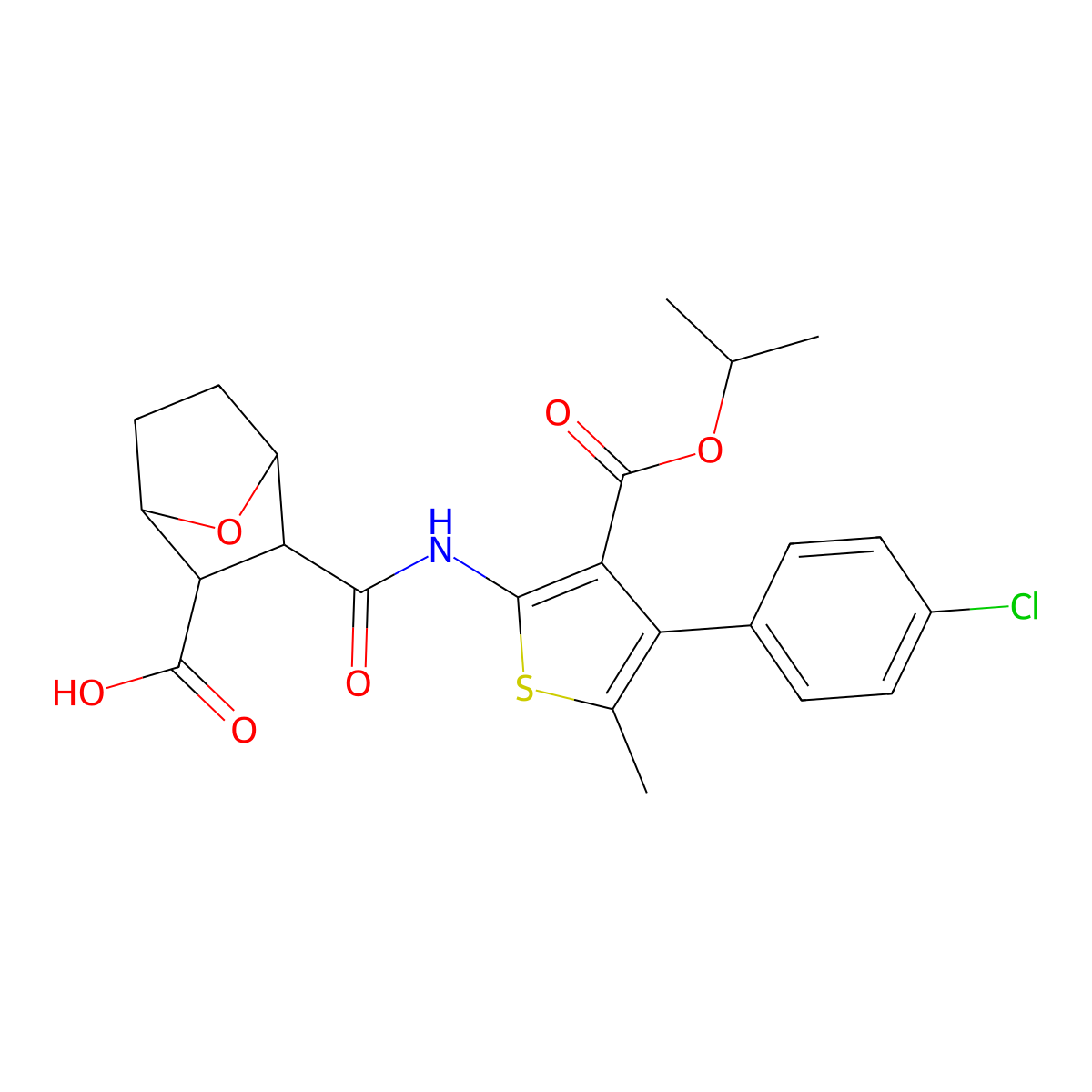 3-({[4-(4-Chlorophenyl)-3-(isopropoxycarbonyl)-5-methyl-2-thienyl]amino}carbonyl)-7-oxabicyclo[2.2.1]heptane-2-carboxylic acid molecular structure, CAS 1005251-30-8