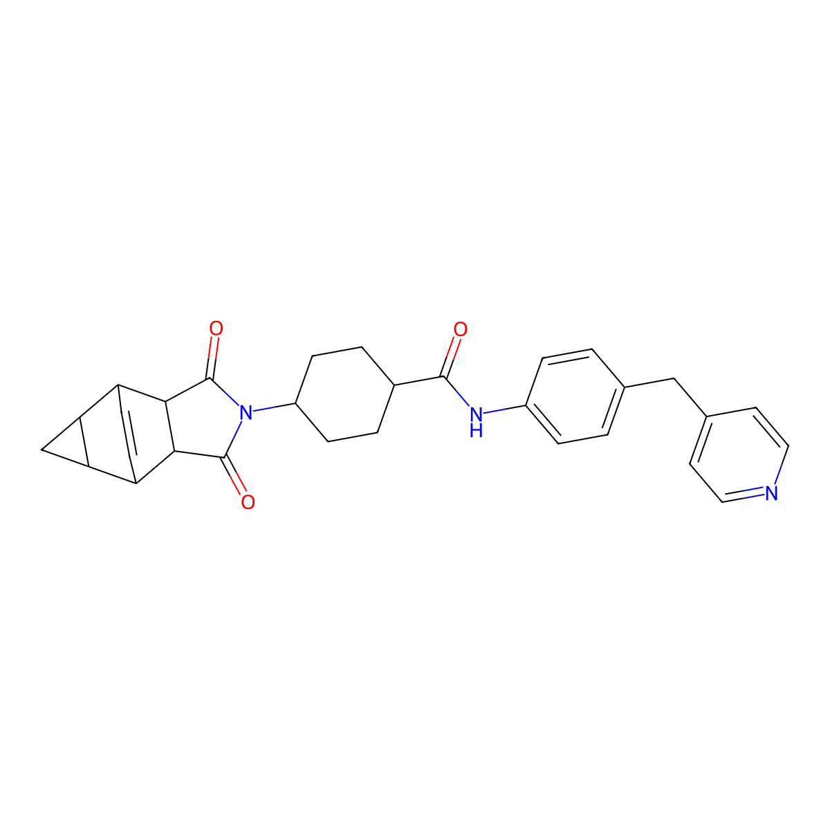 4-(1,3-dioxooctahydro-4,6-ethenocyclopropa[f]isoindol-2(1H)-yl)-N-[4-(pyridin-4-ylmethyl)phenyl]cyclohexanecarboxamide molecular structure, CAS 1005251-34-2