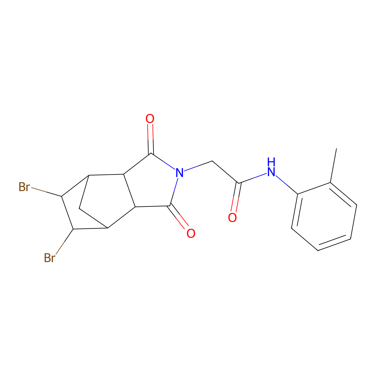 2-(8,9-dibromo-3,5-dioxo-4-azatricyclo[5.2.1.0~2,6~]dec-4-yl)-N-(2-methylphenyl)acetamide molecular structure, CAS 1005251-40-0