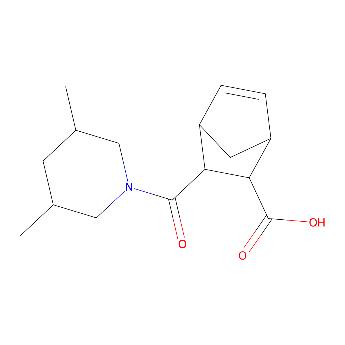 2-(3,5-Dimethylpiperidine-1-carbonyl)bicyclo[2.2.1]hept-5-ene-3-carboxylic acid molecular structure, CAS 1005251-59-1