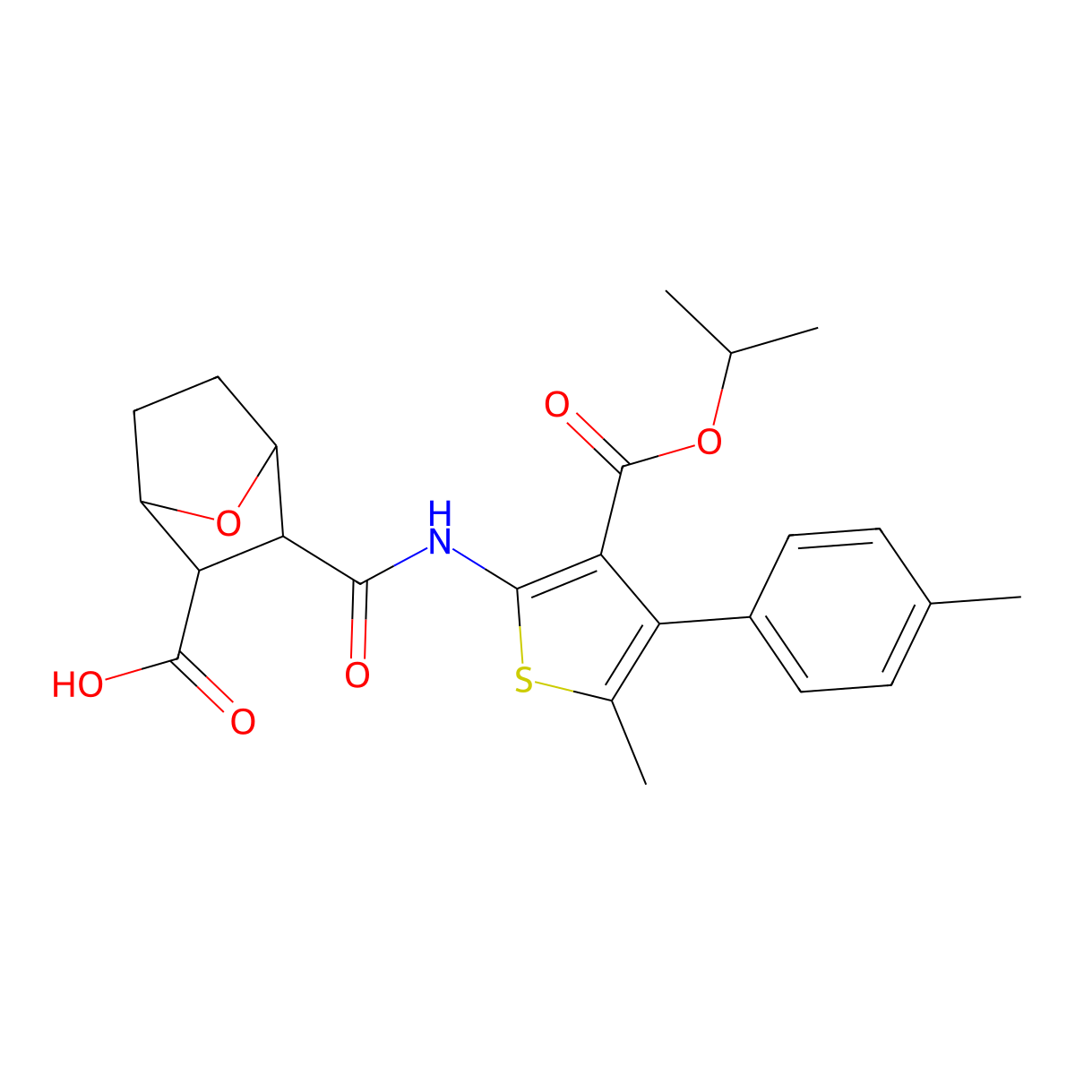 3-({[3-(Isopropoxycarbonyl)-5-methyl-4-(4-methylphenyl)-2-thienyl]amino}carbonyl)-7-oxabicyclo[2.2.1]heptane-2-carboxylic acid molecular structure, CAS 1005252-42-5