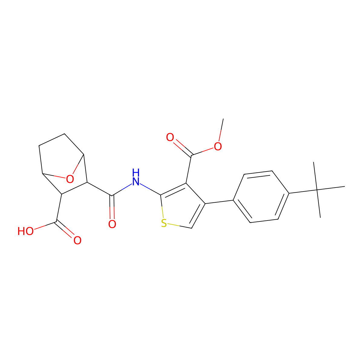 3-({[4-(4-Tert-butylphenyl)-3-(methoxycarbonyl)-2-thienyl]amino}carbonyl)-7-oxabicyclo[2.2.1]heptane-2-carboxylic acid molecular structure, CAS 1005252-43-6