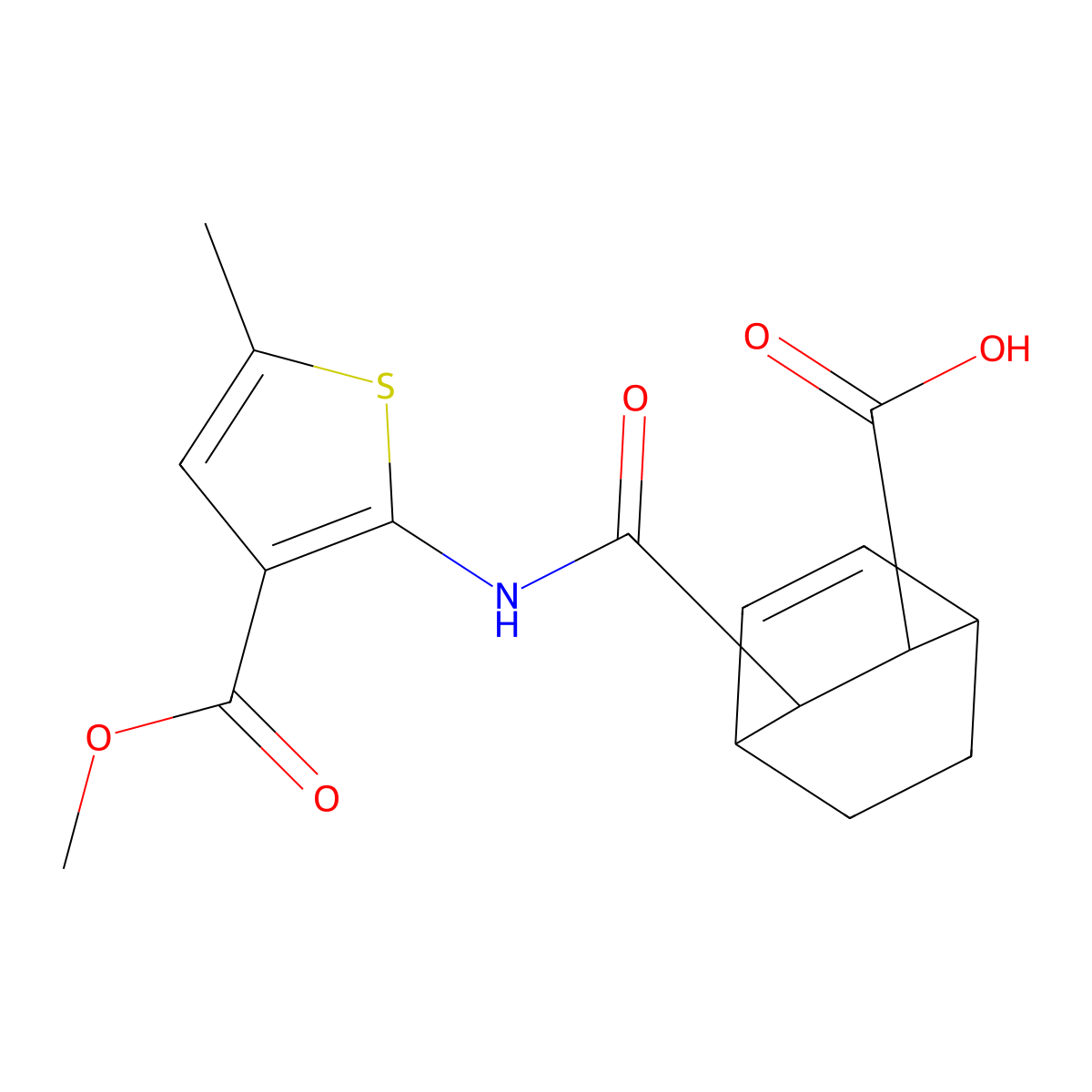3-{[3-(Methoxycarbonyl)-5-methylthiophen-2-yl]carbamoyl}bicyclo[2.2.2]oct-5-ene-2-carboxylic acid molecular structure, CAS 1005258-68-3