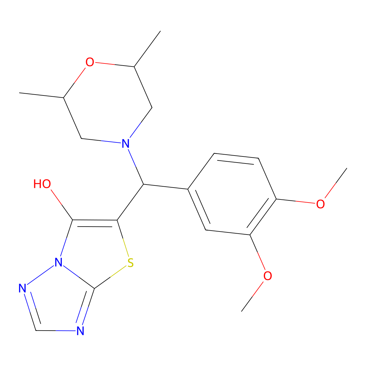 5-((3,4-Dimethoxyphenyl)(2,6-dimethylmorpholino)methyl)thiazolo[3,2-b][1,2,4]triazol-6-ol molecular structure, CAS 1005259-07-3