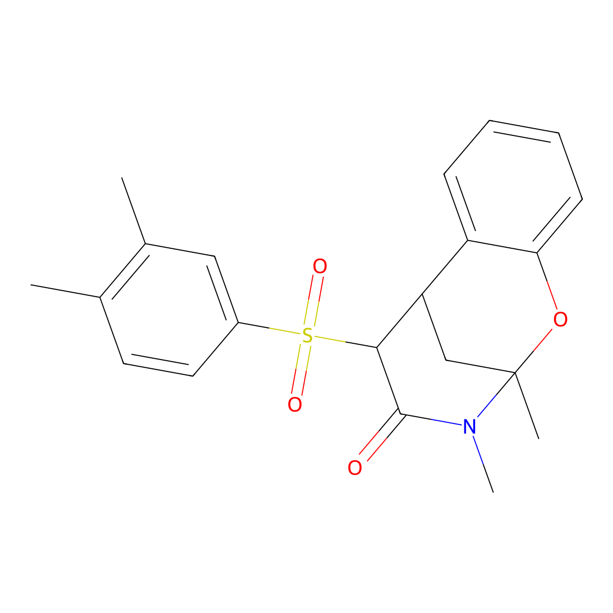 12-(3,4-Dimethylbenzenesulfonyl)-9,10-dimethyl-8-oxa-10-azatricyclo[7.3.1.0^{2,7}]trideca-2,4,6-trien-11-one molecular structure, CAS 1005259-27-7