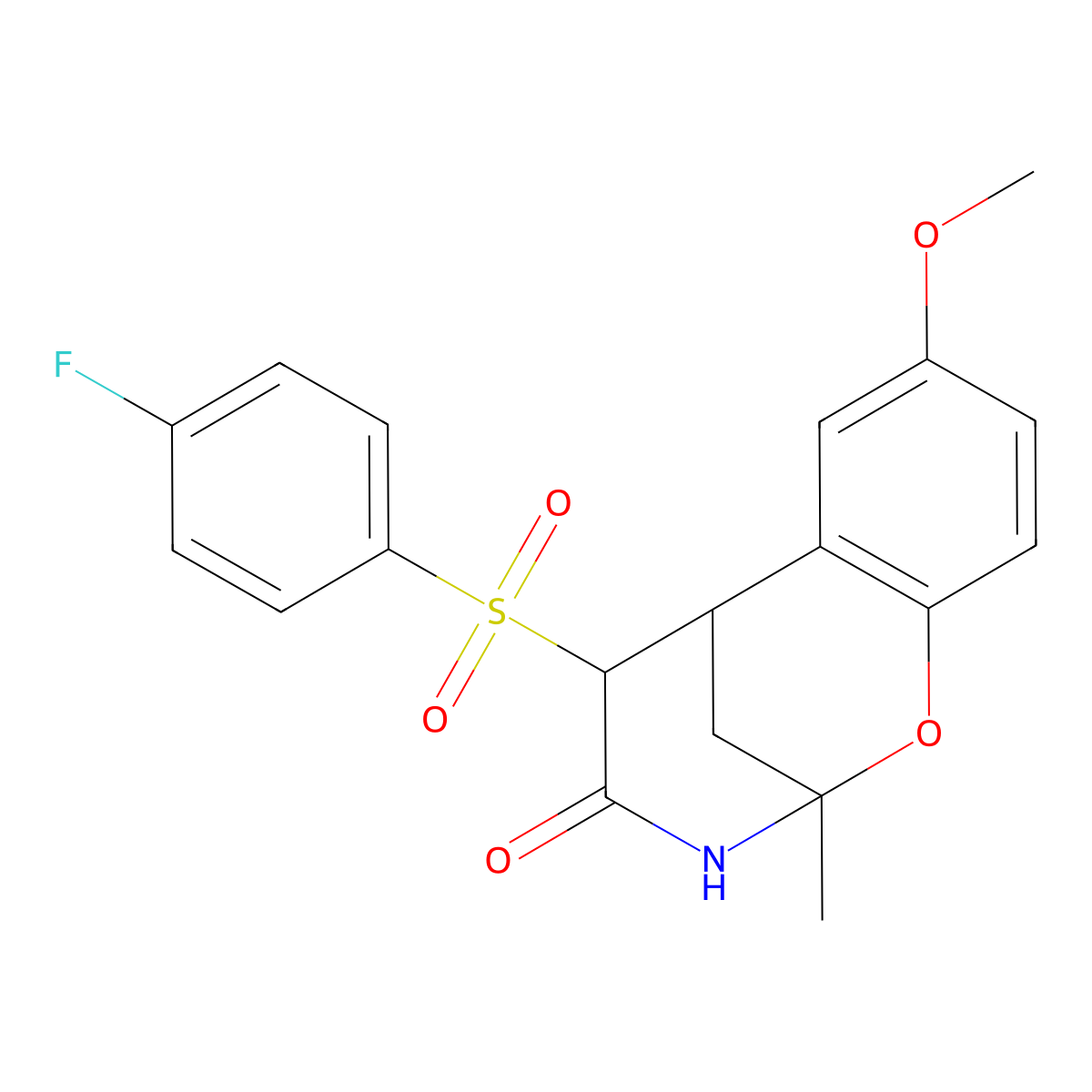 12-(4-Fluorobenzenesulfonyl)-4-methoxy-9-methyl-8-oxa-10-azatricyclo[7.3.1.0^{2,7}]trideca-2,4,6-trien-11-one molecular structure, CAS 1005259-30-2