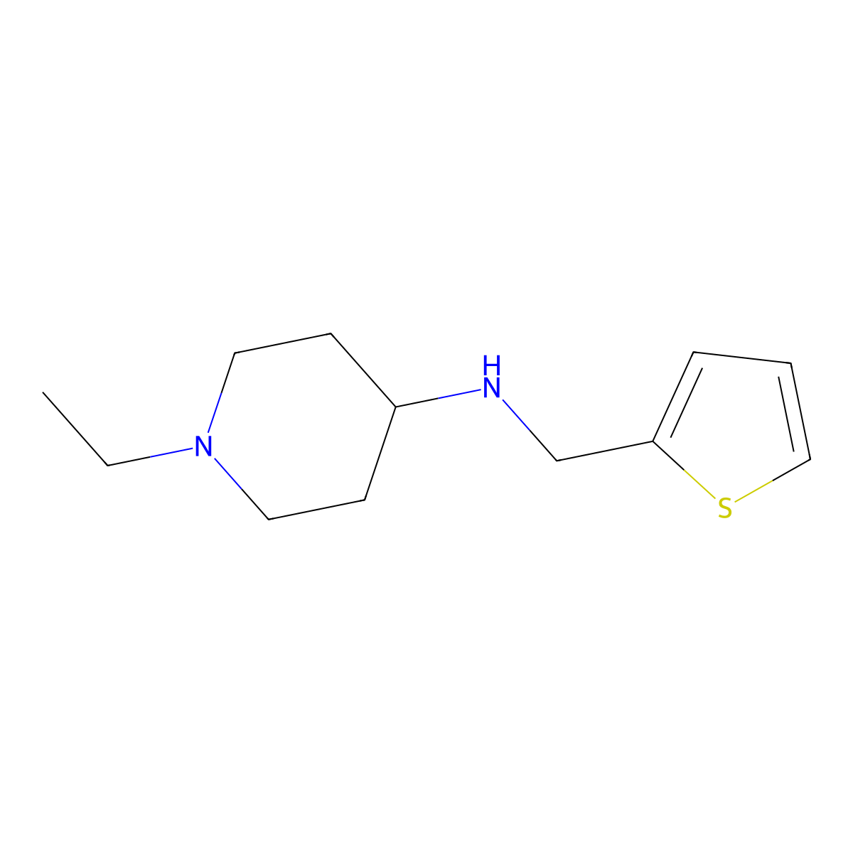 1-ethyl-N-(thien-2-ylmethyl)piperidin-4-amine molecular structure, CAS 100526-35-0