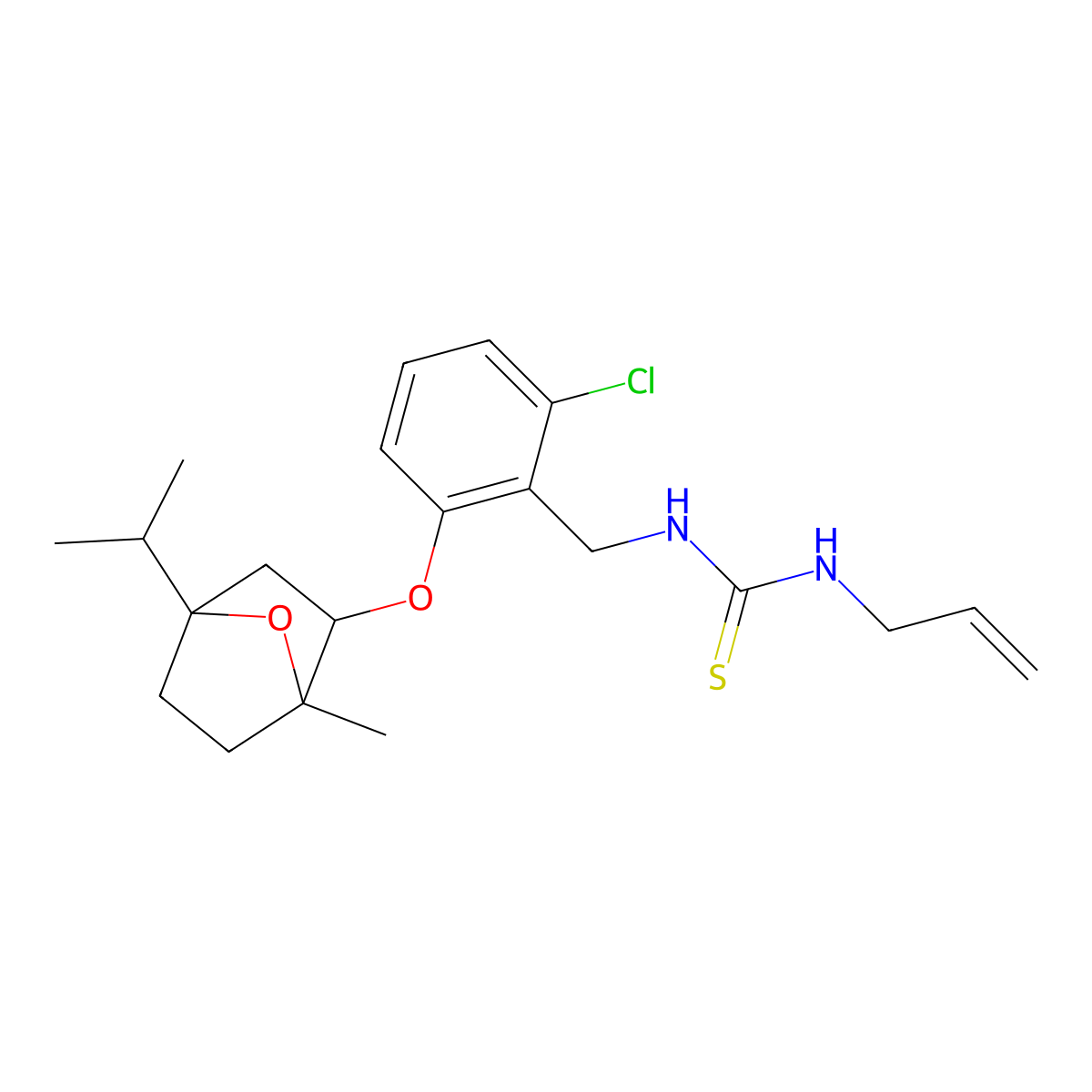 N-allyl-N'-{2-chloro-6-[(4-isopropyl-1-methyl-7-oxabicyclo[2.2.1]hept-2-yl)oxy]benzyl}thiourea molecular structure, CAS 1005261-37-9