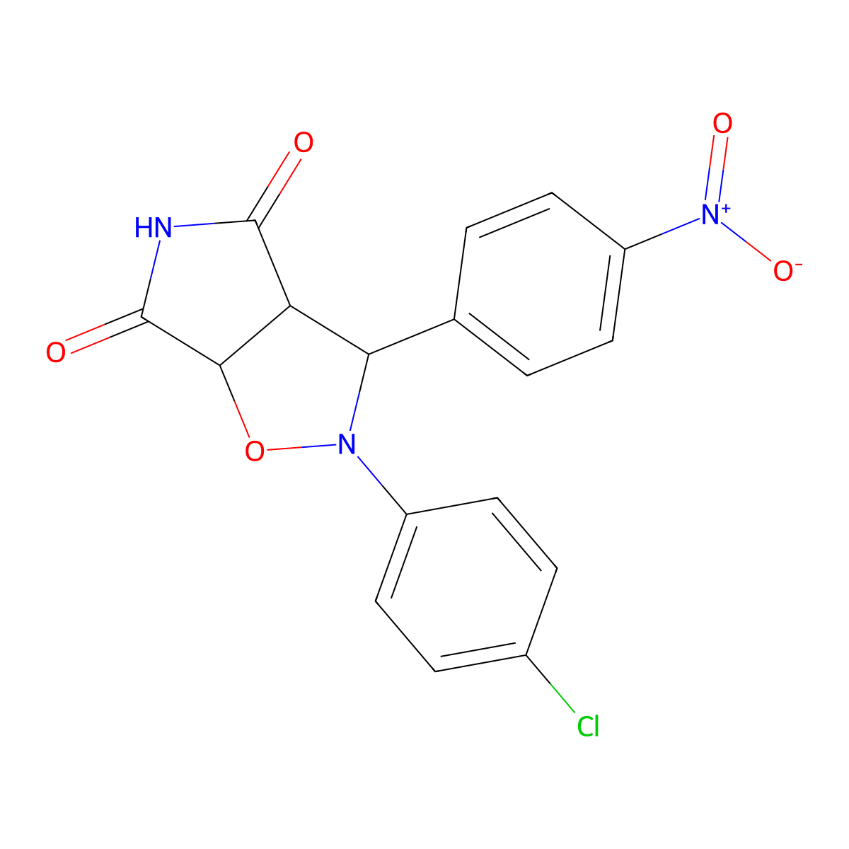 2-(4-chlorophenyl)-3-(4-nitrophenyl)dihydro-2H-pyrrolo[3,4-d]isoxazole-4,6(5H,6aH)-dione molecular structure, CAS 1005261-55-1