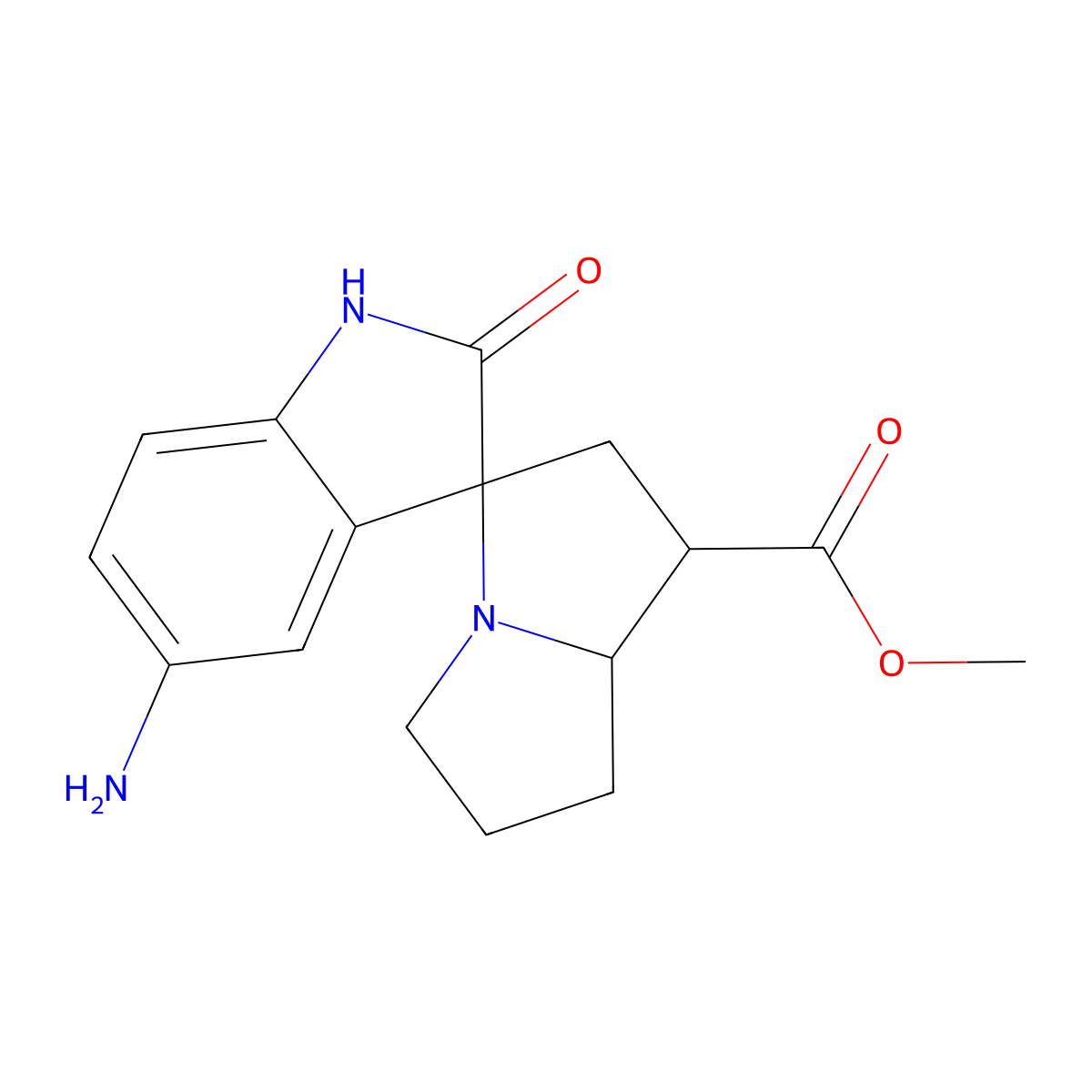 Methyl 5-amino-2-oxo-1,1',2,2',5',6',7',7a'-octahydrospiro[indole-3,3'-pyrrolizine]-1'-carboxylate molecular structure, CAS 1005261-84-6