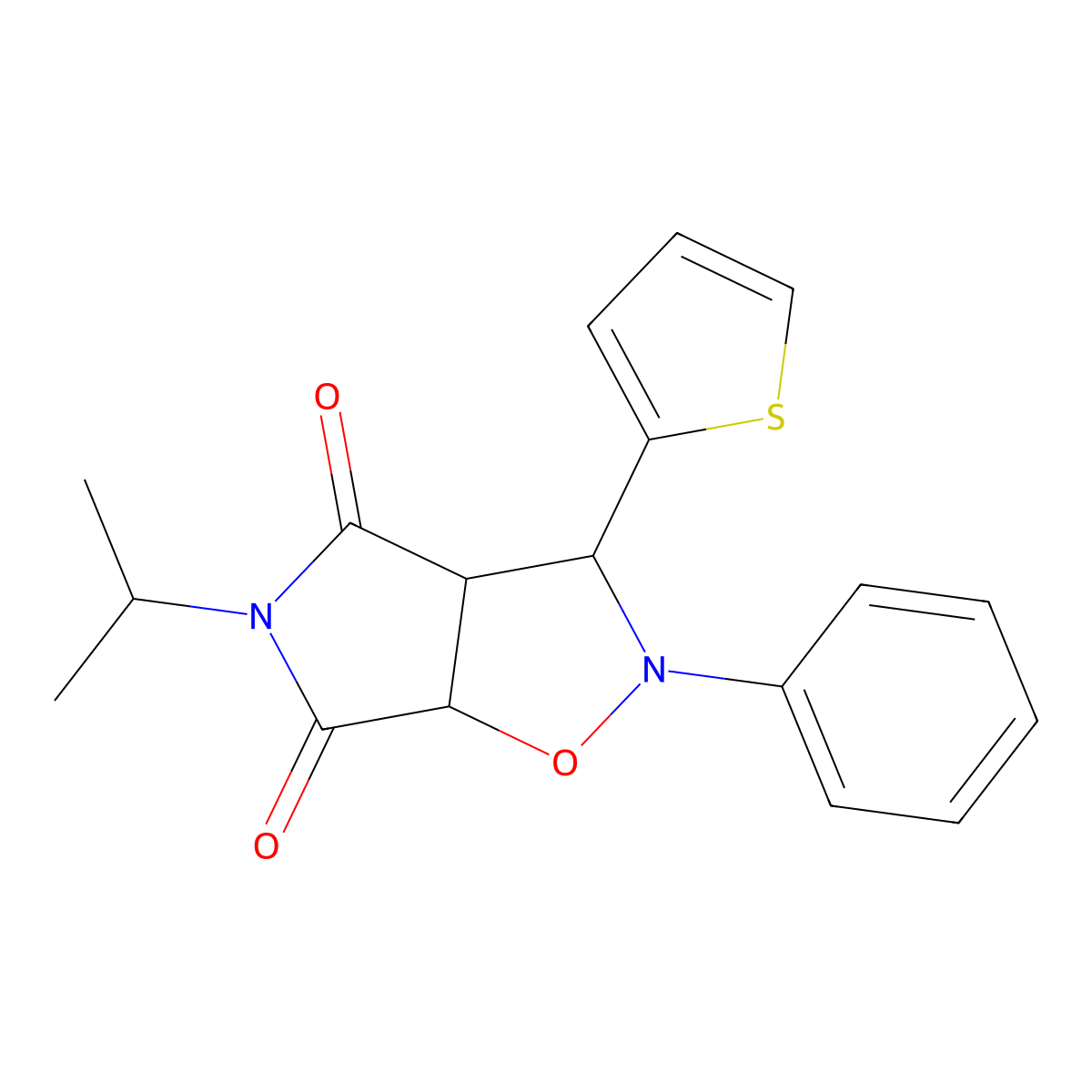 5-Isopropyl-2-phenyl-3-thiophen-2-yl-tetrahydro-pyrrolo[3,4-d]isoxazole-4,6-dione molecular structure, CAS 1005262-32-7