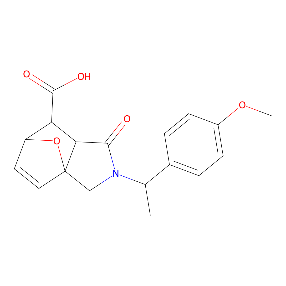 2-[1-(4-Methoxyphenyl)ethyl]-1-oxo-1,2,3,6,7,7a-hexahydro-3a,6-epoxyisoindole-7-carboxylic acid molecular structure, CAS 1005262-33-8
