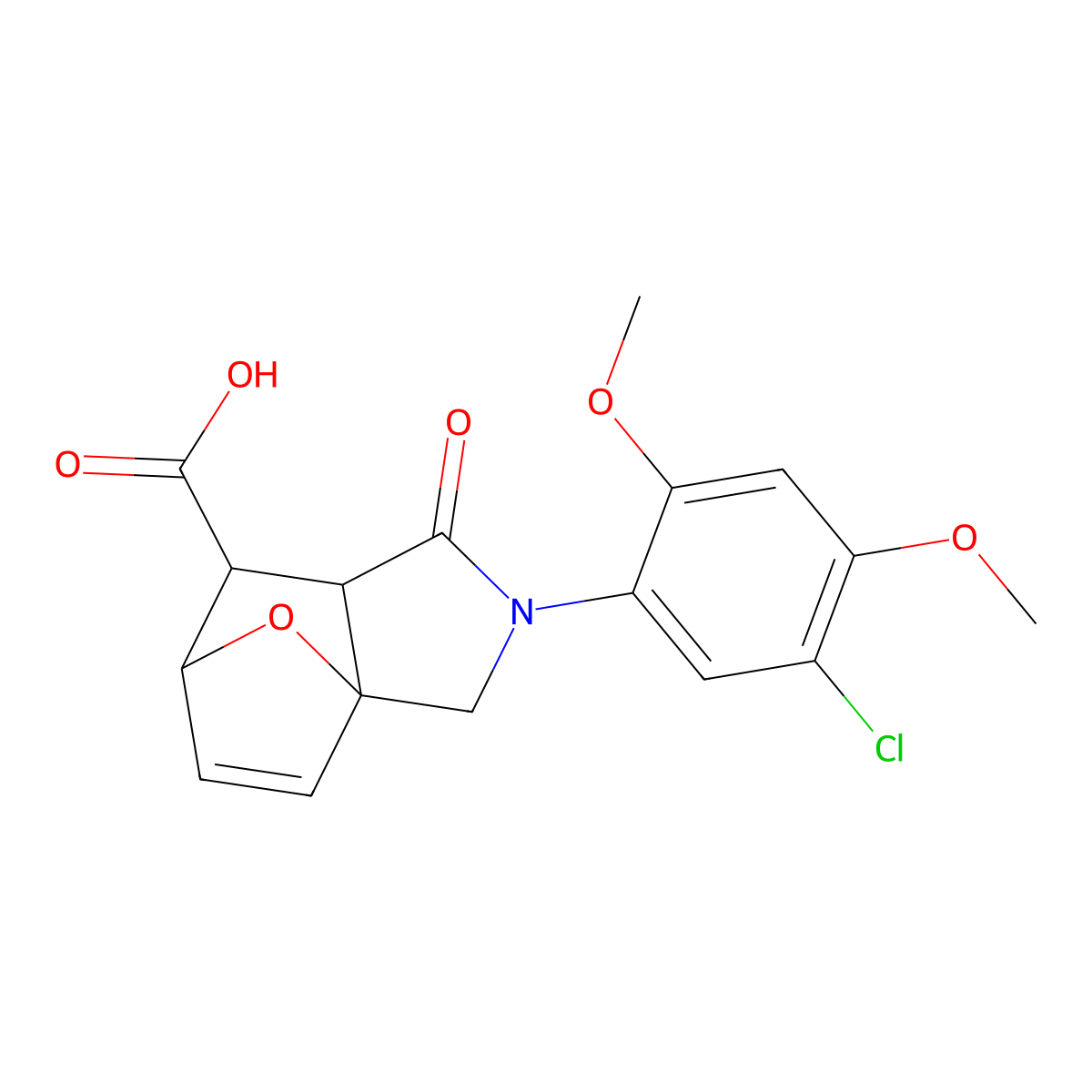 2-(5-Chloro-2,4-dimethoxyphenyl)-1-oxo-1,2,3,6,7,7a-hexahydro-3a,6-epoxyisoindole-7-carboxylic acid molecular structure, CAS 1005262-38-3
