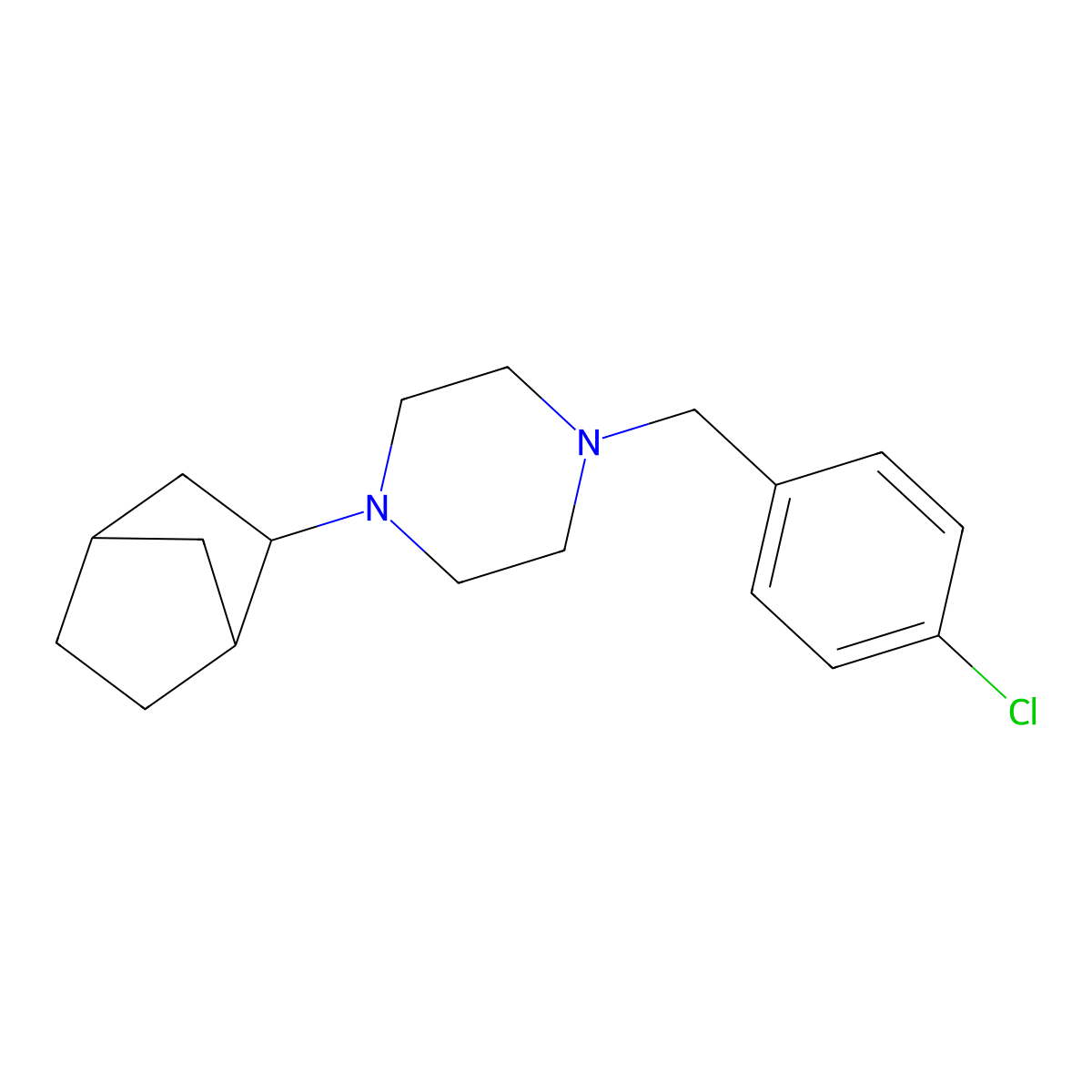1-(Bicyclo[2.2.1]hept-2-yl)-4-(4-chlorobenzyl)piperazine molecular structure, CAS 1005262-53-2
