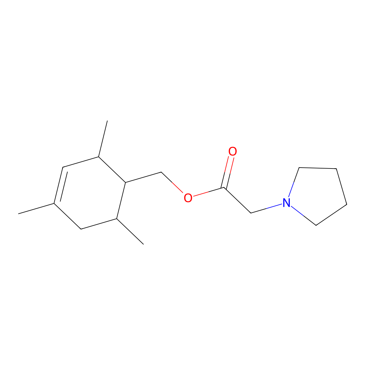 (2,4,6-Trimethylcyclohex-3-en-1-yl)methyl pyrrolidin-1-ylacetate molecular structure, CAS 1005262-54-3