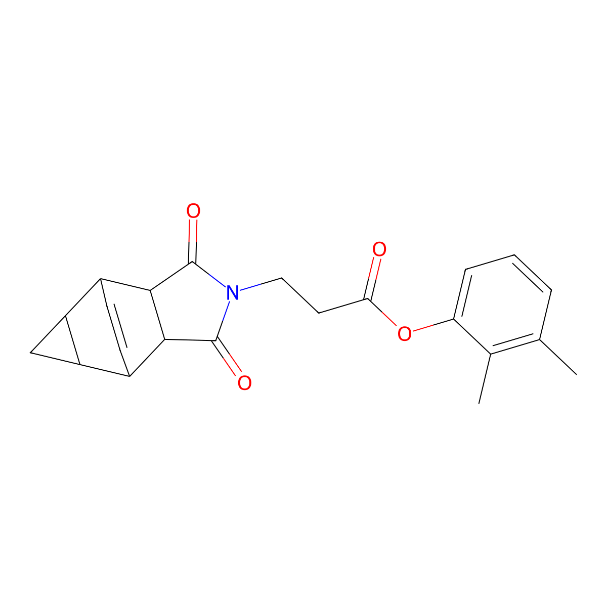 2,3-dimethylphenyl 3-(1,3-dioxooctahydro-4,6-ethenocyclopropa[f]isoindol-2(1H)-yl)propanoate molecular structure, CAS 1005262-65-6