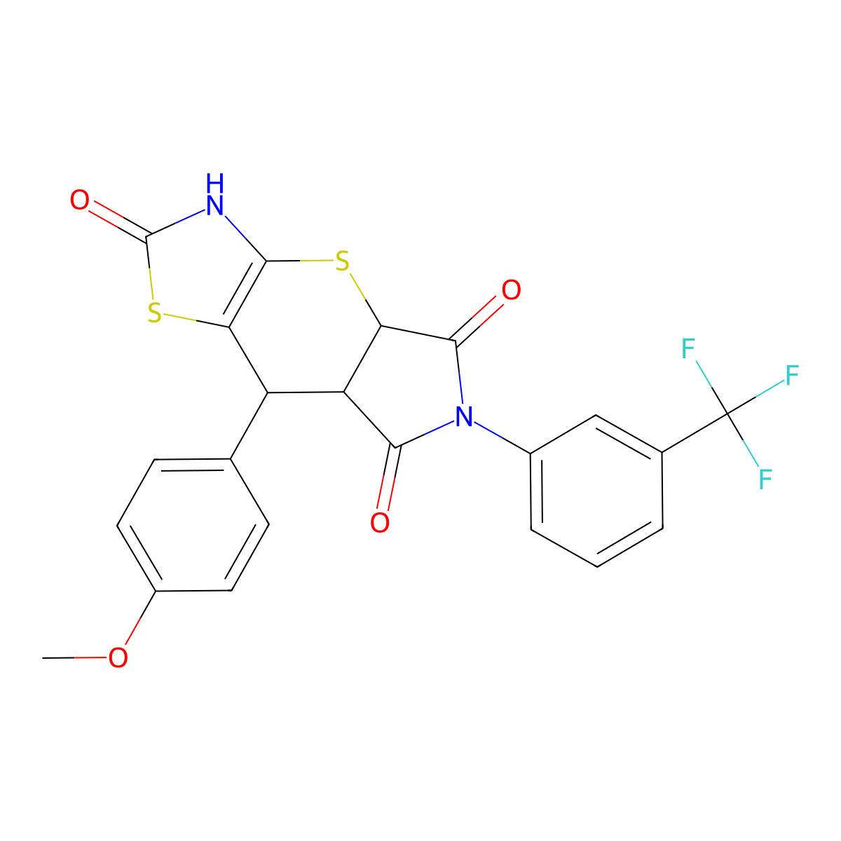 8-(4-methoxyphenyl)-6-[3-(trifluoromethyl)phenyl]-3,4a,7a,8-tetrahydropyrrolo[3',4':5,6]thiopyrano[2,3-d][1,3]thiazole-2,5,7(6H)-trione molecular structure, CAS 1005262-77-0