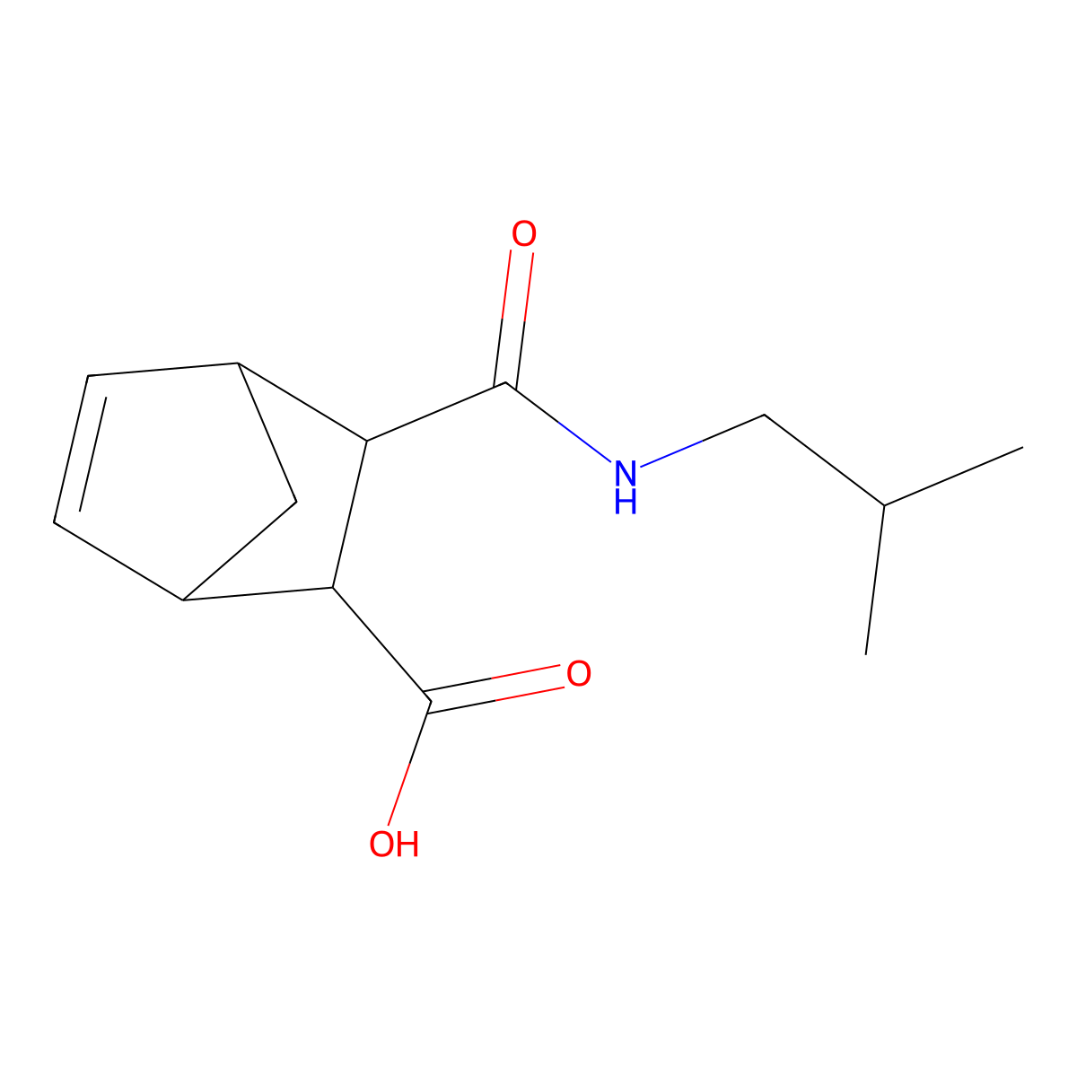3-Isobutylcarbamoyl-bicyclo[2.2.1]hept-5-ene-2-carboxylic acid molecular structure, CAS 1005263-01-3