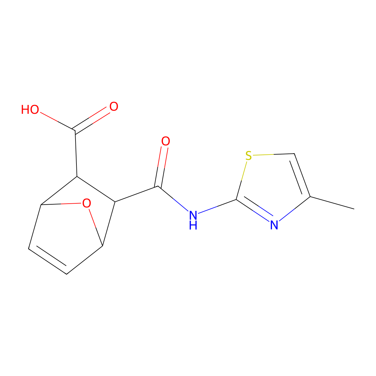 3-(4-Methyl-thiazol-2-ylcarbamoyl)-7-oxa-bicyclo[2.2.1]hept-5-ene-2-carboxylic acid molecular structure, CAS 1005263-26-2