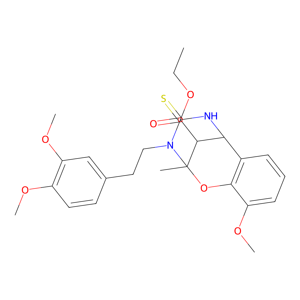 ethyl 3-[2-(3,4-dimethoxyphenyl)ethyl]-10-methoxy-2-methyl-4-thioxo-3,4,5,6-tetrahydro-2H-2,6-methano-1,3,5-benzoxadiazocine-11-carboxylate molecular structure, CAS 1005264-65-2
